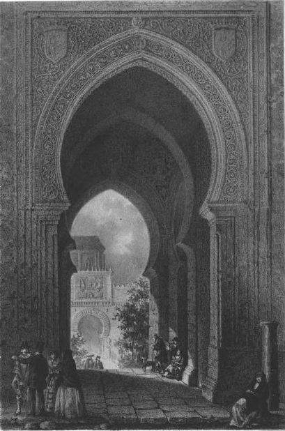 Dib�. del nat.l y lit�. por F. J. Parcerisa Lit. de;
J. Donon, Madrid.;
PUERTA DEL PERDON.;
(Catedral de C�rdova.)