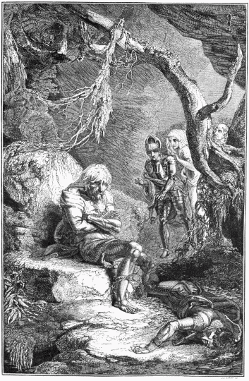 FIG. 70.&mdash;The Cave of Despair. By Branston. From Savage’s
“Hints on Decorative Printing.”