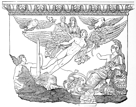 Fig. 304.&mdash;Relief upon the Pedestal of the Column of
Antoninus Pius.