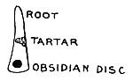 Fig. 58. Obsidian disk inserted
    in tooth of skeleton found in Mound No. 17.