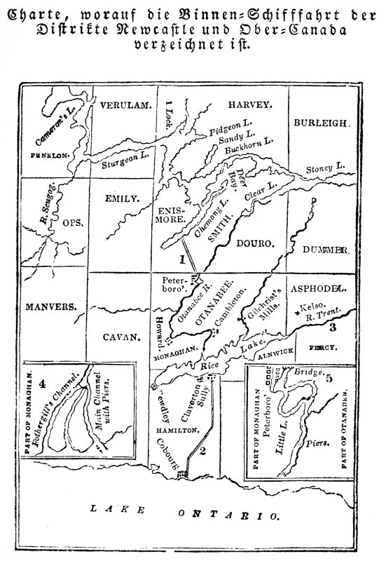 Charte, worauf die Binnen-Schifffahrt der
Distrikte Newcastle und Ober-Canada verzeichnet ist.